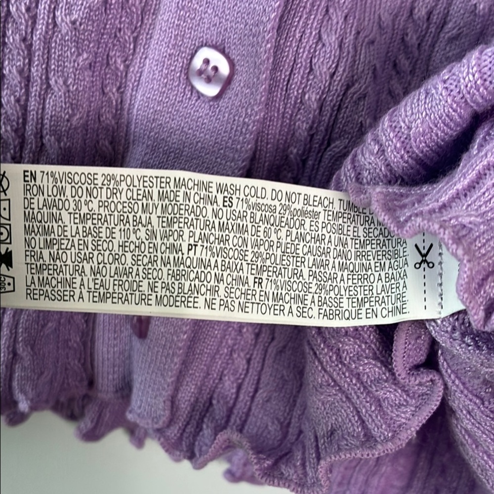 Lavender Ribbed Button Down Cropped Knit Blouse Shirt by Forever 21 - Picture 7 of 8